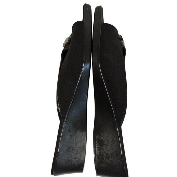 Salvatore Ferragomo made in Italy boutique black fabric open toe slides - Picture 8 of 11